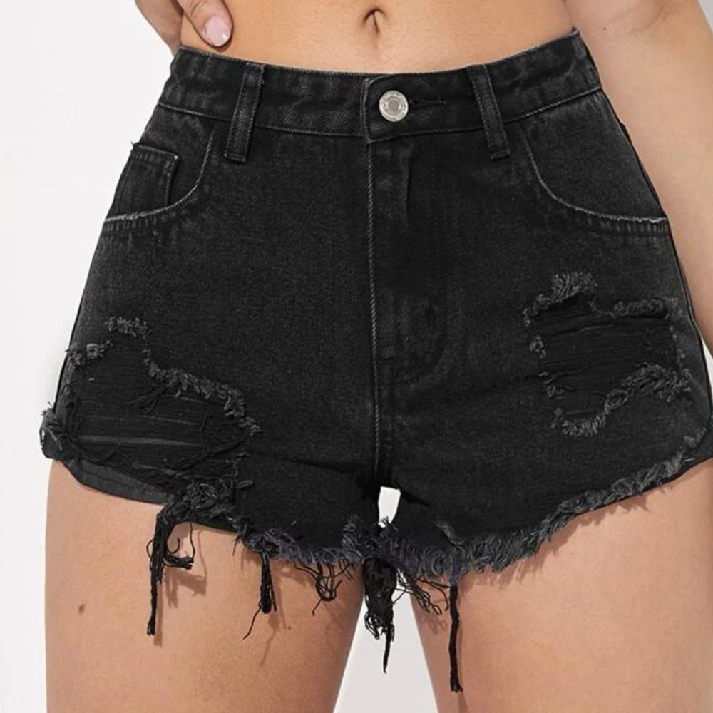 Brand new black jean shorts.